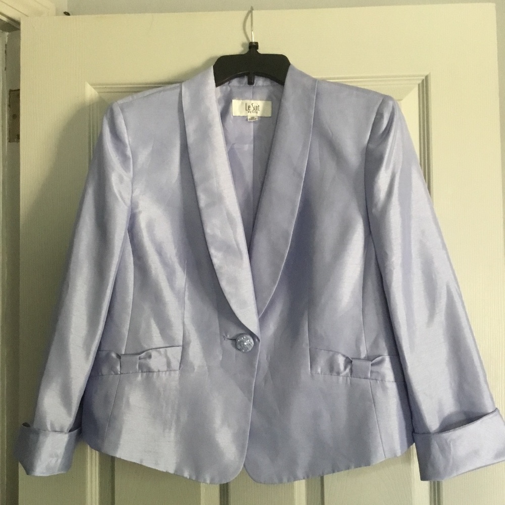 Le Suit two piece dress suit lavender 14 petite NWT - Picture 3 of 11